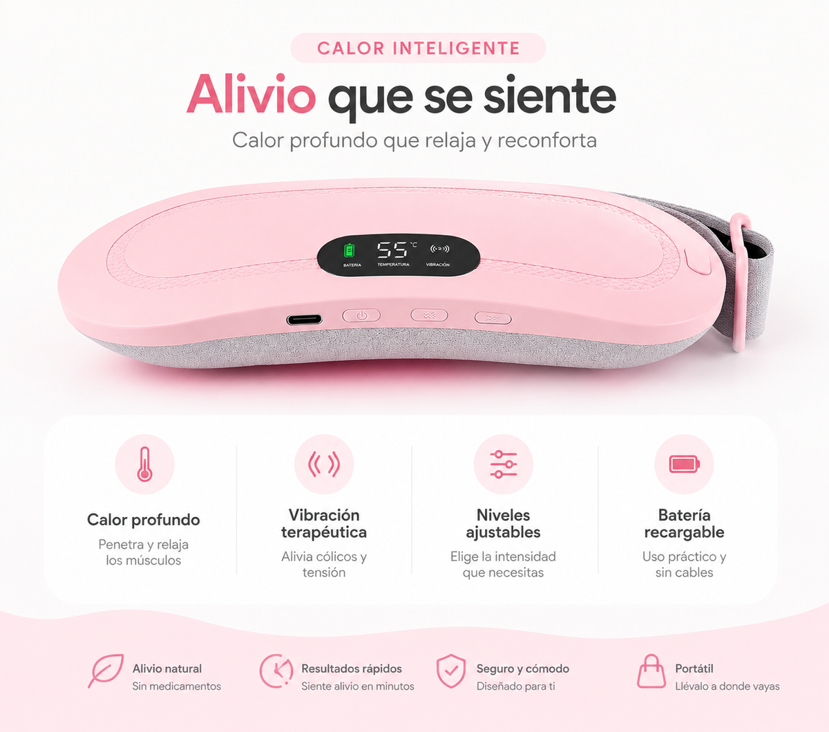Alma+ | Cinturón Térmico Masajeador para Cólicos Menstruales